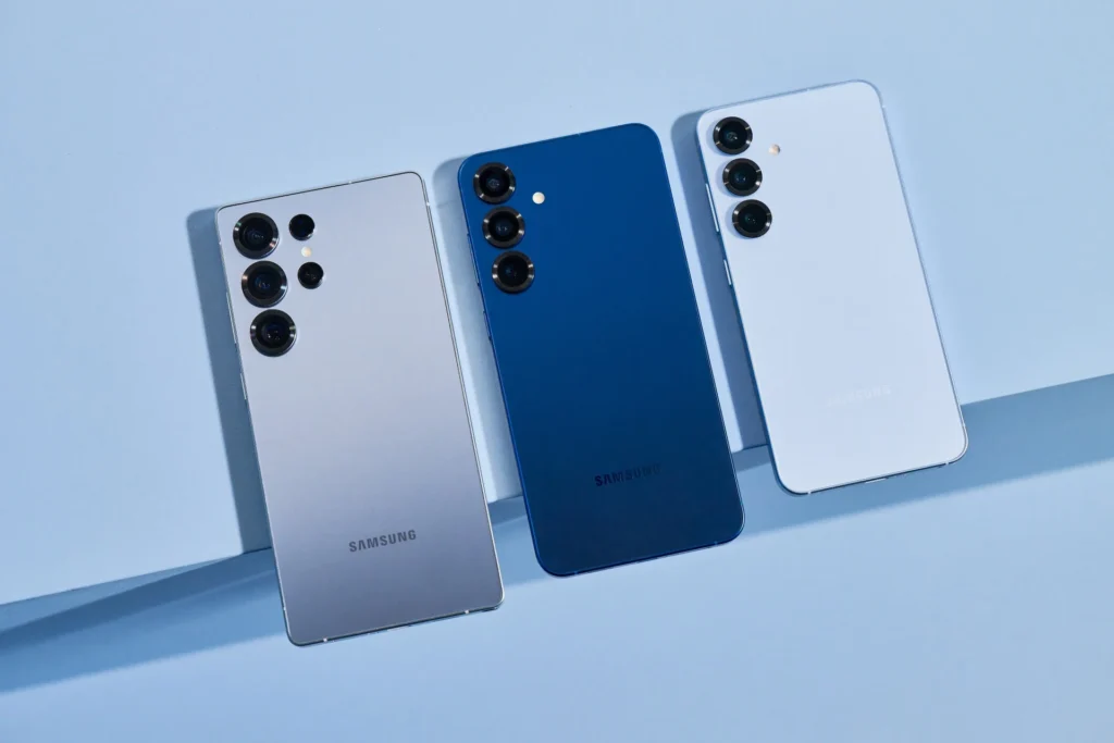 Samsung Galaxy S25 Icy Blue S25 Plus Navy S25 Ultra Titanium Silver Blue Lifestyle Table